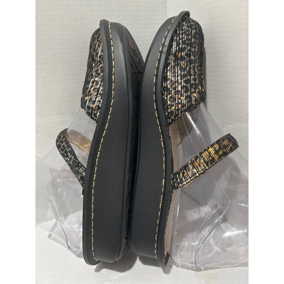 Alegria Womens Leather Mary Jane slip on Tuscany Leopard Gold Stripe Shoes sz 37 - Picture 4 of 7